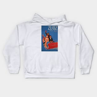 Winter Sports in Zuoz, Switzerland - Vintage Swiss Travel Poster Kids Hoodie